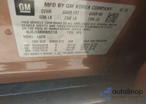 2017 Buick Encore Preferred z USA, uszkodzony, nr VIN KL4CJASB0HB052110